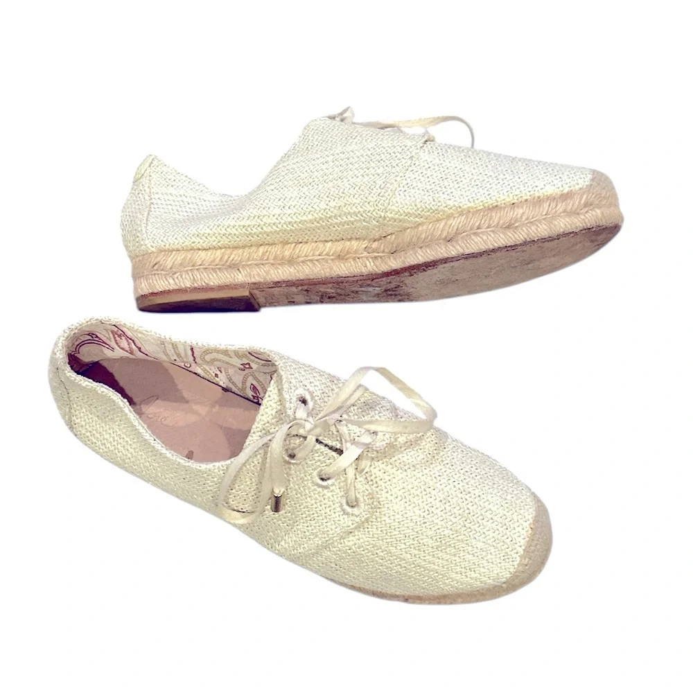 Joie Wallie Woven Espadrille Ivory Cream Rafia Loafer Shoes 7.5